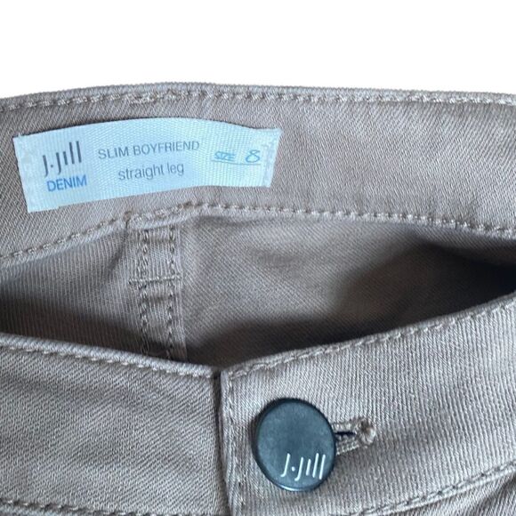 J Jill Straight Fit Slim Boyfriend Pants Khaki Size 8 - Picture 2 of 4